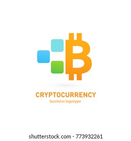 Illustration of business logotype cryptocurrency. Vector design logo finance and e-commerce. Bitcoin pictogram, virtual money abstract icon