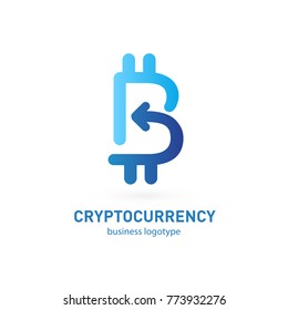 Illustration of business logotype cryptocurrency. Vector design logo finance and e-commerce. Bitcoin pictogram, virtual money abstract icon