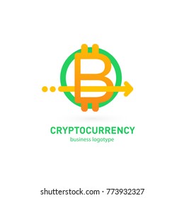 Illustration of business logotype cryptocurrency. Vector design logo finance and e-commerce. Bitcoin pictogram, virtual money abstract icon