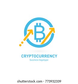 Illustration of business logotype cryptocurrency. Vector design logo finance and e-commerce. Bitcoin pictogram, virtual money abstract icon
