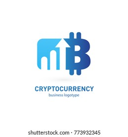 Illustration of business logotype cryptocurrency. Vector design logo finance and e-commerce. Bitcoin pictogram, virtual money abstract icon