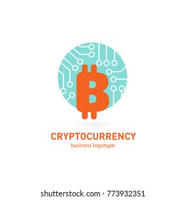 Illustration of business logotype cryptocurrency. Vector design logo finance and e-commerce. Bitcoin pictogram, virtual money abstract icon