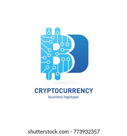 Illustration of business logotype cryptocurrency. Vector design logo finance and e-commerce. Bitcoin pictogram, virtual money abstract icon