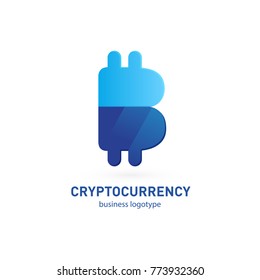 Illustration of business logotype cryptocurrency. Vector design logo finance and e-commerce. Bitcoin pictogram, virtual money abstract icon