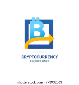 Illustration of business logotype cryptocurrency. Vector design logo finance and e-commerce. Bitcoin pictogram, virtual money abstract icon