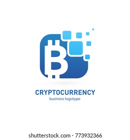 Illustration of business logotype cryptocurrency. Vector design logo finance and e-commerce. Bitcoin pictogram, virtual money abstract icon