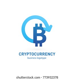 Illustration of business logotype cryptocurrency. Vector design logo finance and e-commerce. Bitcoin pictogram, virtual money abstract icon