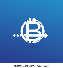 Illustration of business logotype cryptocurrency. Vector design logo finance and e-commerce. Bitcoin pictogram, virtual money abstract icon