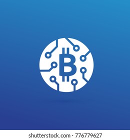 Illustration of business logotype cryptocurrency. Vector design logo finance and e-commerce. Bitcoin pictogram, virtual money abstract icon