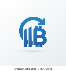 Illustration of business logotype cryptocurrency. Vector design logo finance and e-commerce. Bitcoin pictogram, virtual money abstract icon