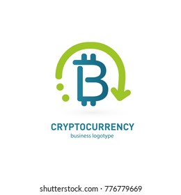 Illustration of business logotype cryptocurrency. Vector design logo finance and e-commerce. Bitcoin pictogram, virtual money abstract icon