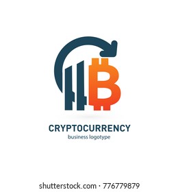 Illustration of business logotype cryptocurrency. Vector design logo finance and e-commerce. Bitcoin pictogram, virtual money abstract icon