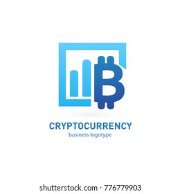 Illustration of business logotype cryptocurrency. Vector design logo finance and e-commerce. Bitcoin pictogram, virtual money abstract icon