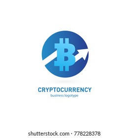 Illustration of business logotype cryptocurrency. Vector design logo finance and e-commerce. Bitcoin pictogram, virtual money abstract icon