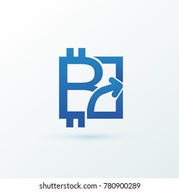 Illustration of business logotype cryptocurrency. Vector design logo finance and e-commerce. Bitcoin pictogram, virtual money abstract icon