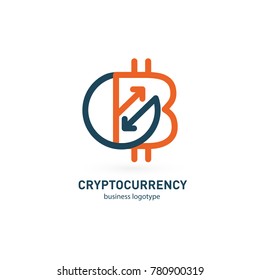 Illustration of business logotype cryptocurrency. Vector design logo finance and e-commerce. Bitcoin pictogram, virtual money abstract icon
