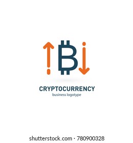Illustration of business logotype cryptocurrency. Vector design logo finance and e-commerce. Bitcoin pictogram, virtual money abstract icon