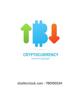 Illustration of business logotype cryptocurrency. Vector design logo finance and e-commerce. Bitcoin pictogram, virtual money abstract icon