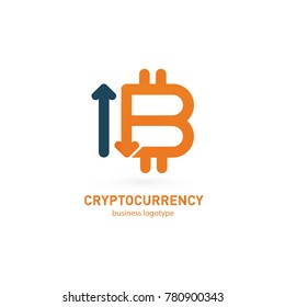 Illustration of business logotype cryptocurrency. Vector design logo finance and e-commerce. Bitcoin pictogram, virtual money abstract icon