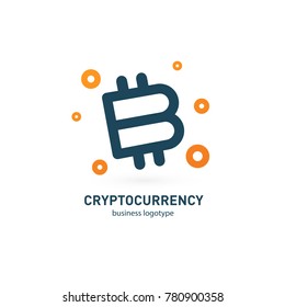 Illustration of business logotype cryptocurrency. Vector design logo finance and e-commerce. Bitcoin pictogram, virtual money abstract icon