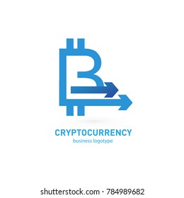 Illustration of business logotype cryptocurrency. Vector design logo finance and e-commerce. Bitcoin pictogram, virtual money abstract icon