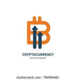 Illustration of business logotype cryptocurrency. Vector design logo finance and e-commerce. Bitcoin pictogram, virtual money abstract icon