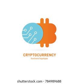 Illustration of business logotype cryptocurrency. Vector design logo finance and e-commerce. Bitcoin pictogram, virtual money abstract icon