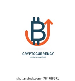 Illustration of business logotype cryptocurrency. Vector design logo finance and e-commerce. Bitcoin pictogram, virtual money abstract icon