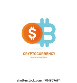Illustration of business logotype cryptocurrency. Vector design logo finance and e-commerce. Bitcoin pictogram, virtual money abstract icon