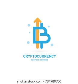 Illustration of business logotype cryptocurrency. Vector design logo finance and e-commerce. Bitcoin pictogram, virtual money abstract icon