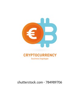 Illustration of business logotype cryptocurrency. Vector design logo finance and e-commerce. Bitcoin pictogram, virtual money abstract icon