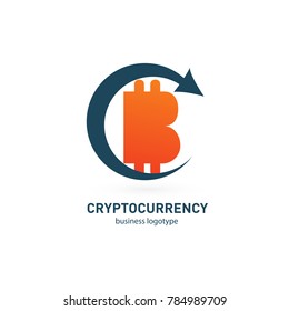 Illustration of business logotype cryptocurrency. Vector design logo finance and e-commerce. Bitcoin pictogram, virtual money abstract icon