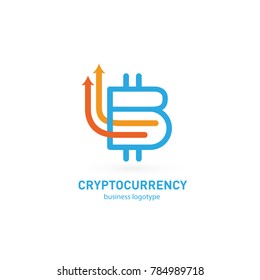 Illustration of business logotype cryptocurrency. Vector design logo finance and e-commerce. Bitcoin pictogram, virtual money abstract icon