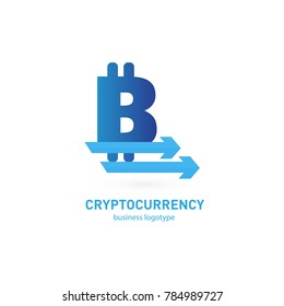 Illustration of business logotype cryptocurrency. Vector design logo finance and e-commerce. Bitcoin pictogram, virtual money abstract icon