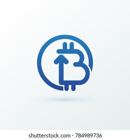 Illustration of business logotype cryptocurrency. Vector design logo finance and e-commerce. Bitcoin pictogram, virtual money abstract icon