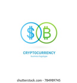 Illustration of business logotype cryptocurrency. Vector design logo finance and e-commerce. Bitcoin pictogram, virtual money abstract icon