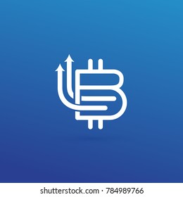 Illustration of business logotype cryptocurrency. Vector design logo finance and e-commerce. Bitcoin pictogram, virtual money abstract icon