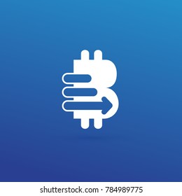 Illustration of business logotype cryptocurrency. Vector design logo finance and e-commerce. Bitcoin pictogram, virtual money abstract icon