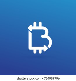 Illustration of business logotype cryptocurrency. Vector design logo finance and e-commerce. Bitcoin pictogram, virtual money abstract icon