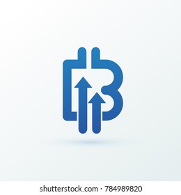Illustration of business logotype cryptocurrency. Vector design logo finance and e-commerce. Bitcoin pictogram, virtual money abstract icon