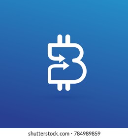 Illustration of business logotype cryptocurrency. Vector design logo finance and e-commerce. Bitcoin pictogram, virtual money abstract icon