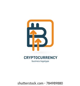 Illustration of business logotype cryptocurrency. Vector design logo finance and e-commerce. Bitcoin pictogram, virtual money abstract icon