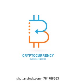Illustration of business logotype cryptocurrency. Vector design logo finance and e-commerce. Bitcoin pictogram, virtual money abstract icon