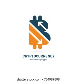 Illustration of business logotype cryptocurrency. Vector design logo finance and e-commerce. Bitcoin pictogram, virtual money abstract icon