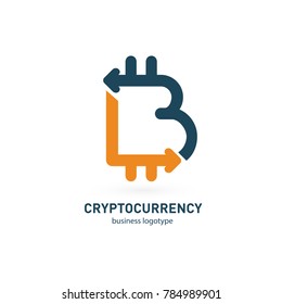 Illustration of business logotype cryptocurrency. Vector design logo finance and e-commerce. Bitcoin pictogram, virtual money abstract icon