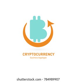 Illustration of business logotype cryptocurrency. Vector design logo finance and e-commerce. Bitcoin pictogram, virtual money abstract icon