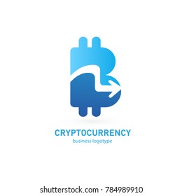 Illustration of business logotype cryptocurrency. Vector design logo finance and e-commerce. Bitcoin pictogram, virtual money abstract icon