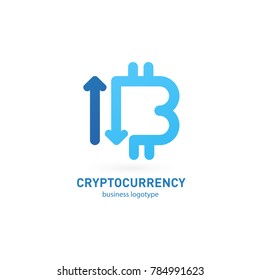 Illustration of business logotype cryptocurrency. Vector design logo finance and e-commerce. Bitcoin pictogram, virtual money abstract icon