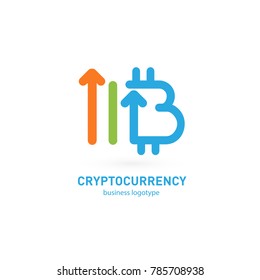 Illustration of business logotype cryptocurrency. Vector design logo finance and e-commerce. Bitcoin pictogram, virtual money abstract icon
