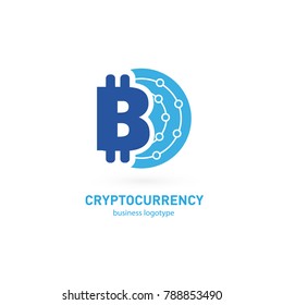 Illustration of business logotype cryptocurrency. Vector design logo finance and e-commerce. Bitcoin pictogram, virtual money abstract icon